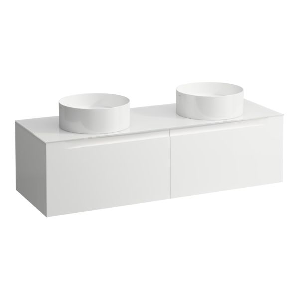 LAUFEN ARUN Zásuvkový element 1400, s 2 zásuvkami, s výrezom vľavo a vpravo, so sklenenou vrchnou doskou, 1405x505x390 mm, Multicolour farby 999, H4181341519991