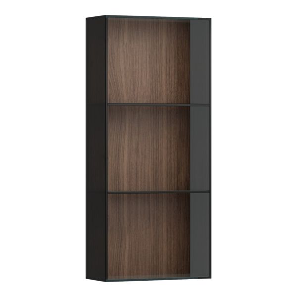 LAUFEN ARUN Stredná skrinka, otvorená predná časť, dymové sklo 8 mm, 400x170x900 mm, Noce Canaletto – drevená dyha 630, H4195201516301