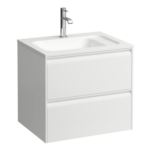 LAUFEN MEDA Skrinka pod umývadlo, 2 zásuvky, pre umývadlo H814113 z materiálu Marbond, 570x440x505 mm, Biela matná 260, H4216720112601