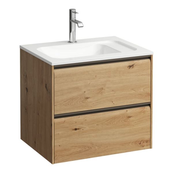 LAUFEN MEDA Skrinka pod umývadlo, 2 zásuvky, pre umývadlo H814113 z materiálu Marbond, 570x440x505 mm, Divoký dub 267, H4216720112671