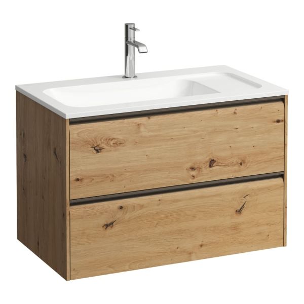 LAUFEN MEDA Skrinka pod umývadlo, 2 zásuvky, pre umývadlo H814117 z materiálu Marbond, 770x440x505 mm, Divoký dub 267, H4216820112671