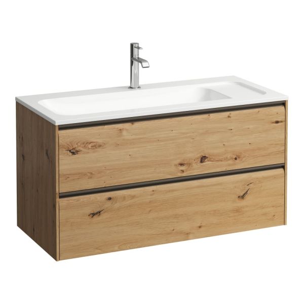 LAUFEN MEDA Skrinka pod umývadlo, 2 zásuvky, pre umývadlo H814118 z materiálu Marbond, 970x440x505 mm, Divoký dub 267, H4216920112671