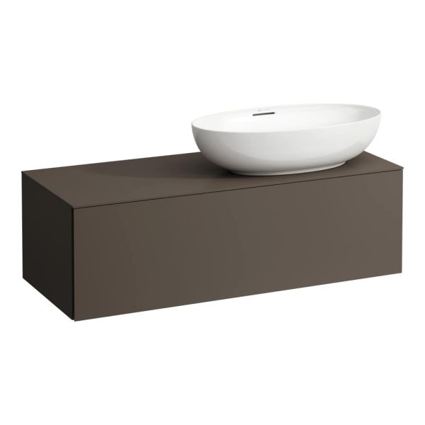 LAUFEN ILBAGNOALESSI Zásuvkový element 1200, s 1 zásuvkou, s výrezom vpravo, pre umývadlá H818975/6, H818977/8, 1200x500x370 mm, Tmavohnedá 429, H4303130974291