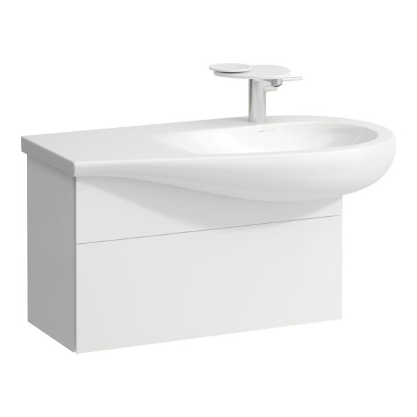 LAUFEN ILBAGNOALESSI Skrinka pod umývadlo 900, s 1 zásuvkou, s výrezom pre sifón vpravo, pre umývadlo H814976, 730x320x355 mm, Biela matná 260, H4304110972601