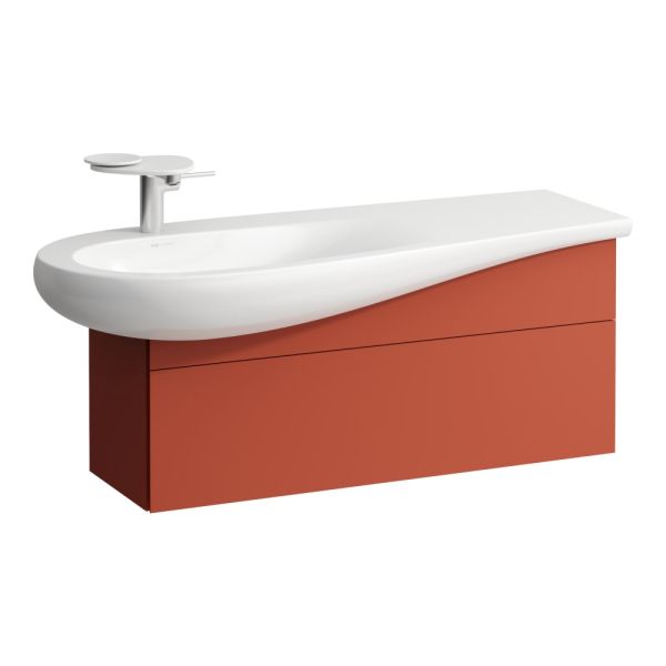 LAUFEN ILBAGNOALESSI Skrinka pod umývadlo 1200, s 1 zásuvkou, s výrezom pre sifón vľavo, pre umývadlo H814973, 995x320x340 mm, Terracotta 269, H4304210972691