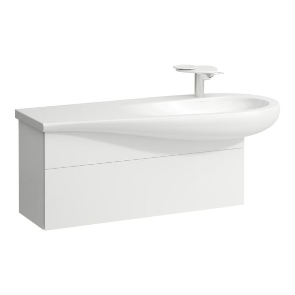 LAUFEN ILBAGNOALESSI Skrinka pod umývadlo 1200, s 1 zásuvkou, s výrezom pre sifón vpravo, pre umývadlo H814974, 995x320x340 mm, Biela matná 260, H4304310972601