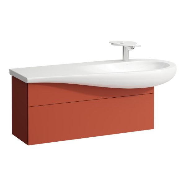 LAUFEN ILBAGNOALESSI Skrinka pod umývadlo 1200, s 1 zásuvkou, s výrezom pre sifón vpravo, pre umývadlo H814974, 995x320x340 mm, Terracotta 269, H4304310972691