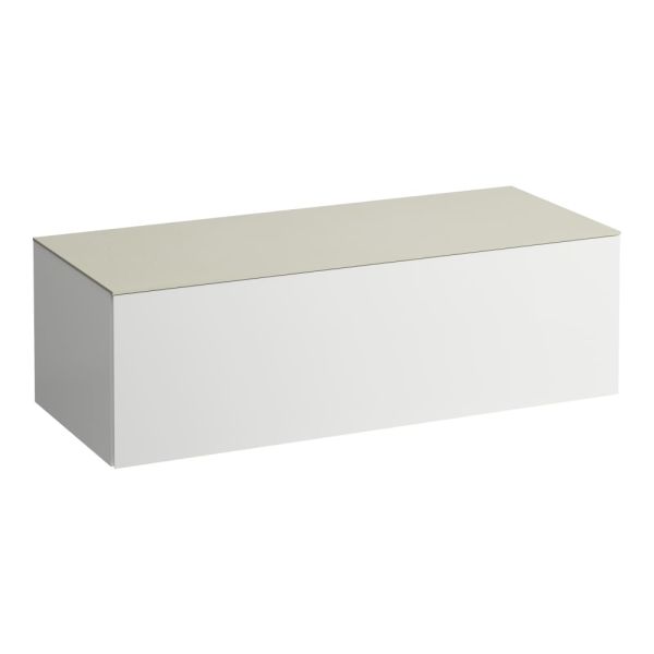 LAUFEN ILBAGNOALESSI Zásuvkový element 1200, s 1 zásuvkou, bez výrezu, top Calce Avorio, 1200x500x370 mm, Biela matná 260, H4313000972601