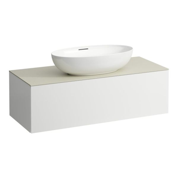 LAUFEN ILBAGNOALESSI Zásuvkový element 1200, s 1 zásuvkou, s výrezom uprostred, top Calce Avorio, pre umývadlo H818975/6, H818977/8, 1200x500x370 mm, Multicolour farby 999, H4313110979991