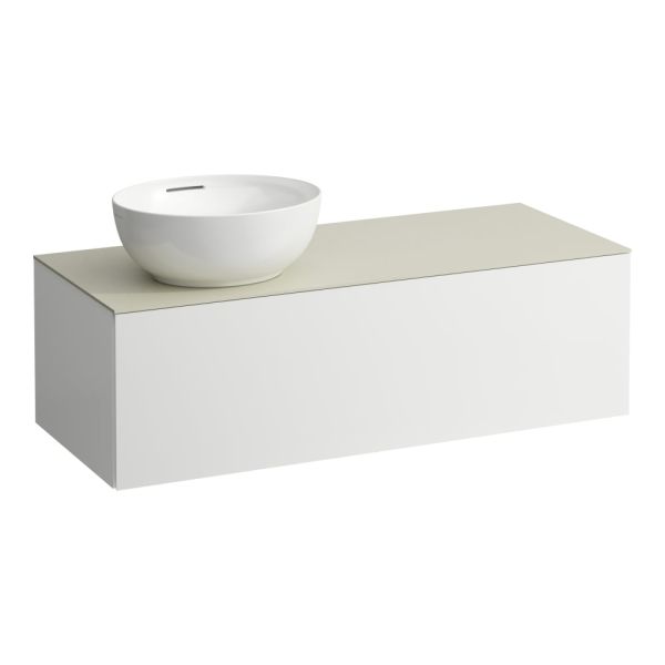 LAUFEN ILBAGNOALESSI Zásuvkový element 1200, s 1 zásuvkou, s výrezom vľavo, top Calce Avorio vr. otvoru pre batériu, pre umývadlo H818975/6, 1200x500x370 mm, Multicolour farby 999, H4313160979991