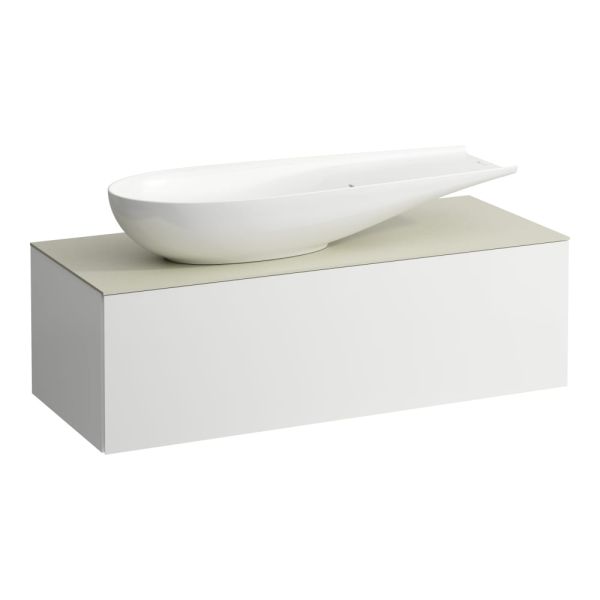 LAUFEN ILBAGNOALESSI Zásuvkový element 1200, s 1 zásuvkou, s výrezom vľavo, top Calce Avorio vr. otvoru pre batériu, pre umývadlo H818974, 1200x500x370 mm, Špeciálne farby 990, H4313240979901