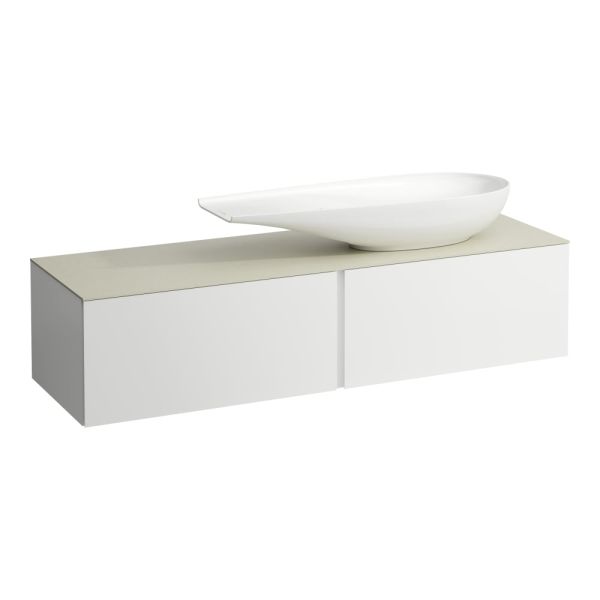 LAUFEN ILBAGNOALESSI Zásuvkový element 1600, s 2 zásuvkami, s výrezom vpravo, top Calce Avorio vr. otvoru pre batériu, pre umývadlo H818974, 1600x500x370 mm, Špeciálne farby 990, H4313450979901