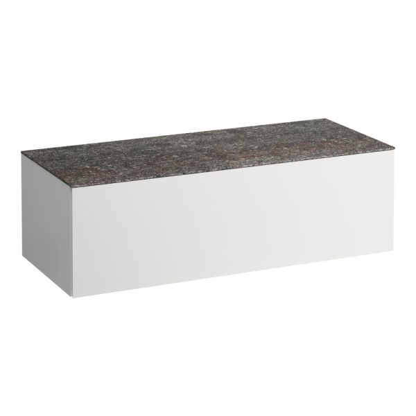 LAUFEN ILBAGNOALESSI Zásuvkový element 1200, s 1 zásuvkou, bez výrezu, top Marrone Naturale, 1200x500x370 mm, Biela matná 260, H4323000972601