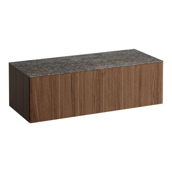 LAUFEN ILBAGNOALESSI Zásuvkový element 1200, s 1 zásuvkou, bez výrezu, top Marrone Naturale, 1200x500x370 mm, Noce Canaletto – drevená dyha 630, H4323000976301