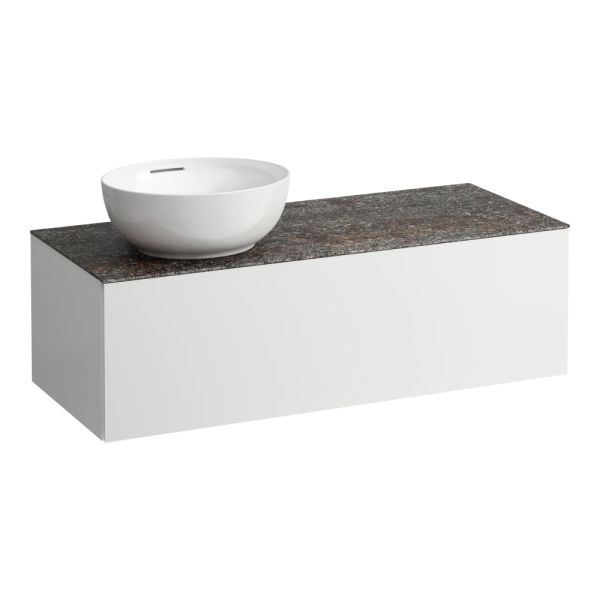 LAUFEN ILBAGNOALESSI Zásuvkový element 1200, s 1 zásuvkou, s výrezom vľavo, top Marrone Naturale vr. otvoru pre batériu, pre umývadlo H818975/6, 1200x500x370 mm, Multicolour farby 999, H4323160979991