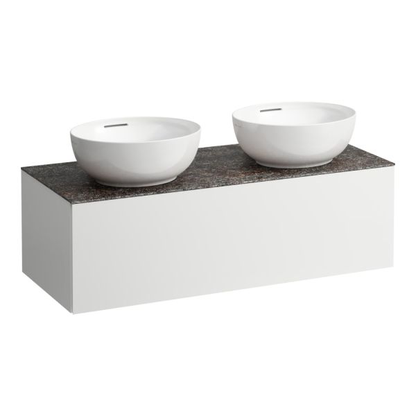 LAUFEN ILBAGNOALESSI Zásuvkový element 1200, s 1 zásuvkou, s výrezom vľavo a vpravo, top Marrone Naturale vr. otvoru pre batériu, pre umývadlo H818975/6, 1200x500x370 mm, Špeciálne farby 990, H4323180979901