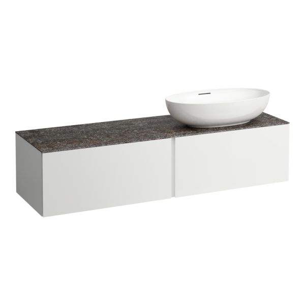 LAUFEN ILBAGNOALESSI Zásuvkový element 1600, s 2 zásuvkami, s výrezom vpravo, top Marrone Naturale vr. otvoru pre batériu, pre umývadlo H818975/6, H818977/8, 1600x500x370 mm, Multicolour farby 999, H4323560979991