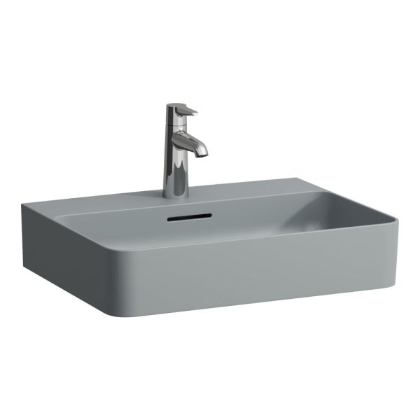 LAUFEN VAL Umývadlo s tromi otvormi pre batériu s prepadom, SaphirKeramik, 550x420 mm, farba Grafit mat, H8102827581081