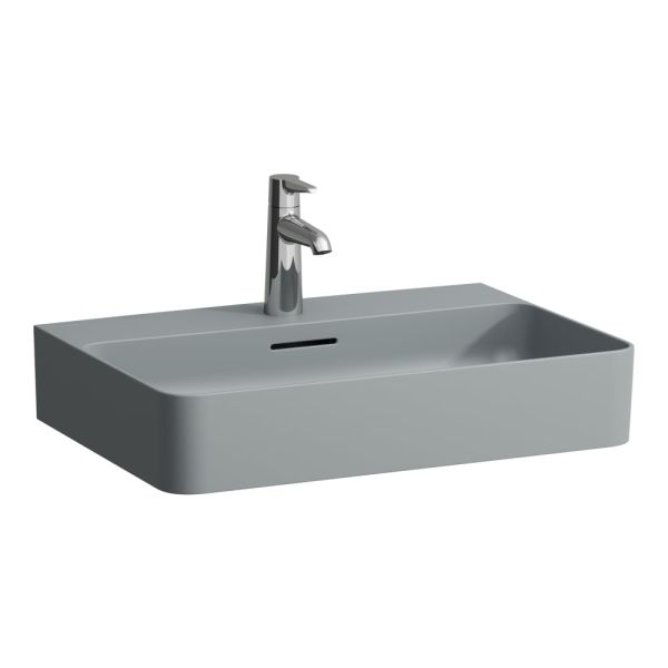 LAUFEN VAL Umývadlo bez otvrou pre batériu s prepadom, SaphirKeramik, 600x420 mm, farba Grafit mat, H8102837581091