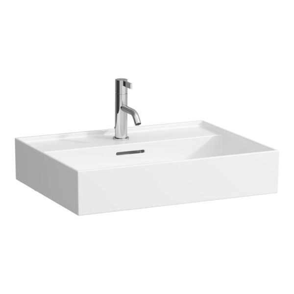 LAUFEN Kartell LAUFEN Umývadlo s jedným otvorom pre batériu uprostred s prepadom, 600x460 mm, farba Biela LCC, H8103334001041