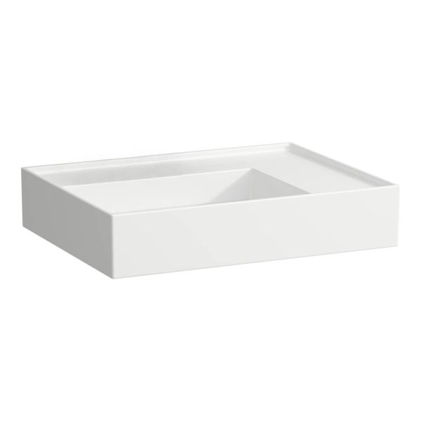 LAUFEN Kartell LAUFEN Umývadlo, odkladacia plocha vpravo, so skrytým odpadom bez otvoru pre batériu, bez prepadu, SaphirKeramik, 600x460 mm, farba Biela, H8103340001121