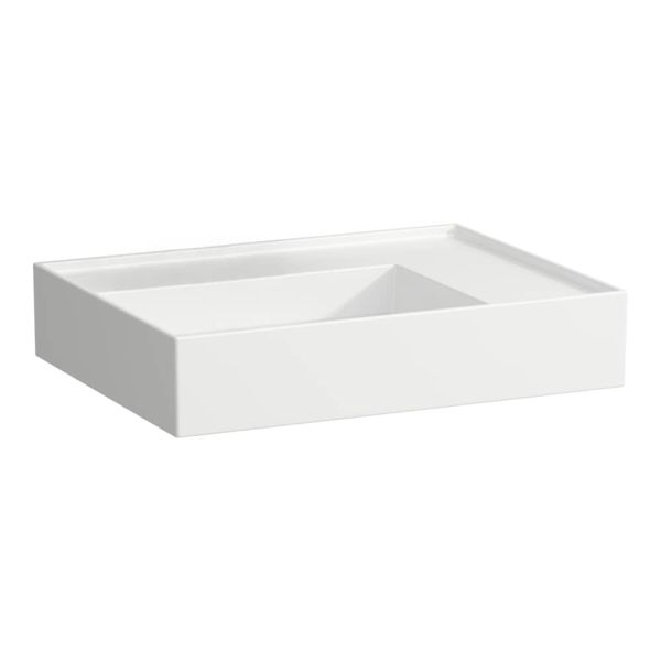 LAUFEN Kartell LAUFEN Umývadlo, odkladacia plocha vpravo, so skrytým odpadom bez otvoru pre batériu, bez prepadu, SaphirKeramik, 600x460 mm, farba Biela LCC Active, H810334A001121