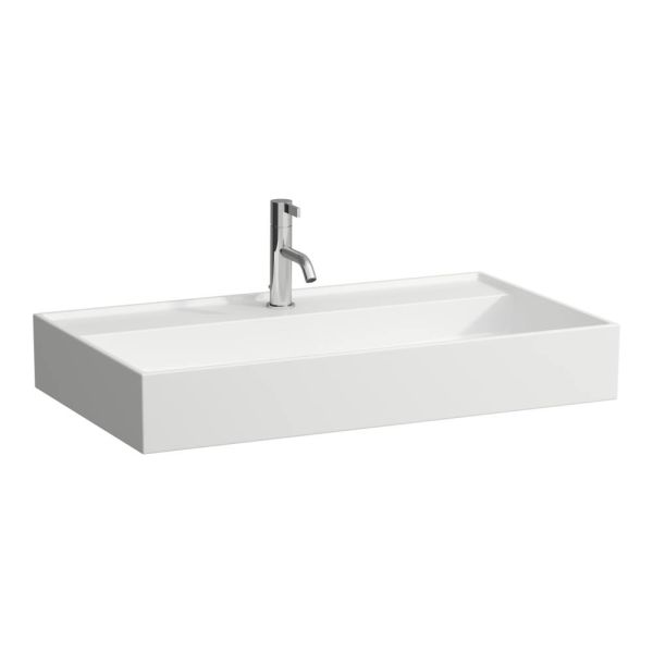 LAUFEN Kartell LAUFEN Umývadlo s jedným otvorom pre batériu, bez prepadu, 800x460 mm, farba Biela matná, H8103367571111