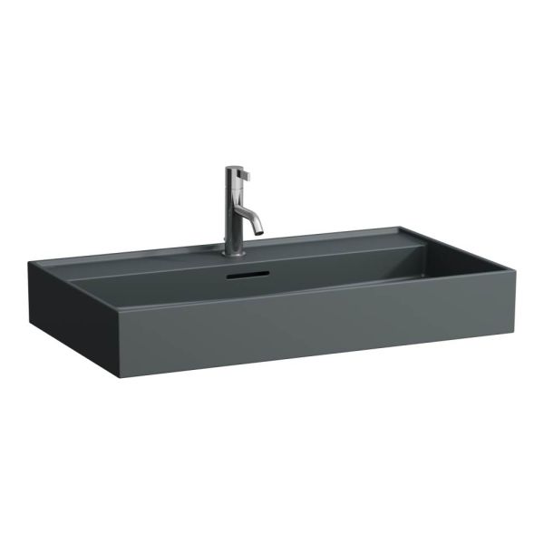 LAUFEN Kartell LAUFEN Umývadlo s jedným otvorom pre batériu uprostred s prepadom, 800x460 mm, farba Grafit mat, H8103367581041
