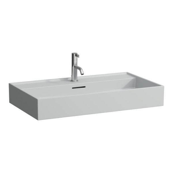 LAUFEN Kartell LAUFEN Umývadlo s tromi otvormi pre batériu s prepadom, 800x460 mm, farba Šedá mat, H8103367591081