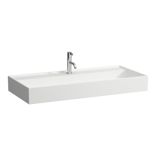 LAUFEN Kartell LAUFEN Umývadlo s jedným otvorom pre batériu, bez prepadu, 1000x460 mm, farba Biela matná, H8103377571111