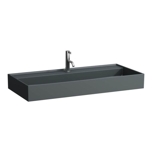 LAUFEN Kartell LAUFEN Umývadlo s jedným otvorom pre batériu, bez prepadu, 1000x460 mm, farba Grafit mat, H8103377581111