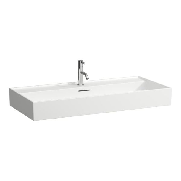 LAUFEN Kartell LAUFEN Umývadlo s dvoma otvormi pre batériu, bez prepadu, 1000x460 mm, farba Šedá mat, H8103377591151