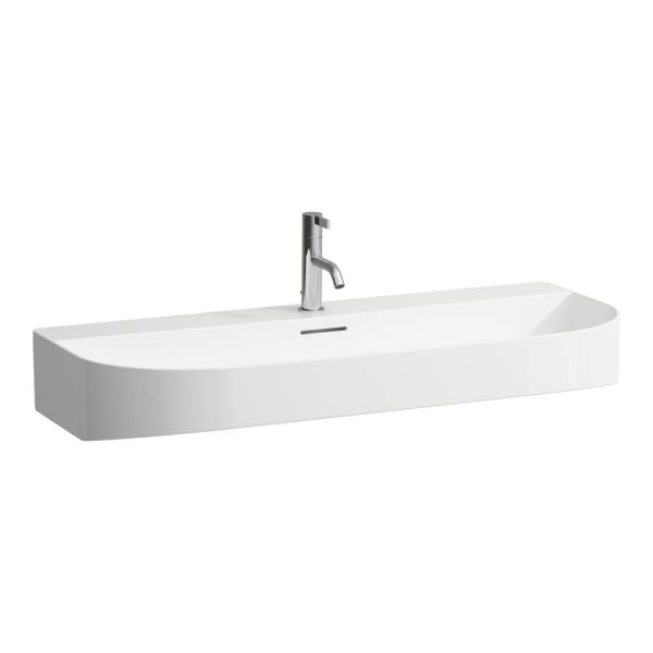 LAUFEN SONAR Umývadlo s tromi otvormi pre batériu s prepadom, SaphirKeramik, 1000x420 mm, farba Biela LCC, H8103474001081