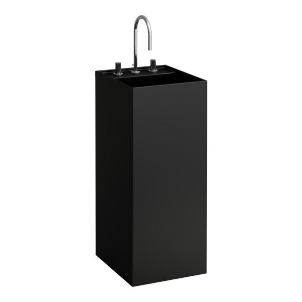 LAUFEN Kartell LAUFEN Voľne stojace umývadlo so skrytým odpadom s tromi otvormi pre batériu, bez prepadu, 375x435 mm, farba Čierna matná, H8113317161581