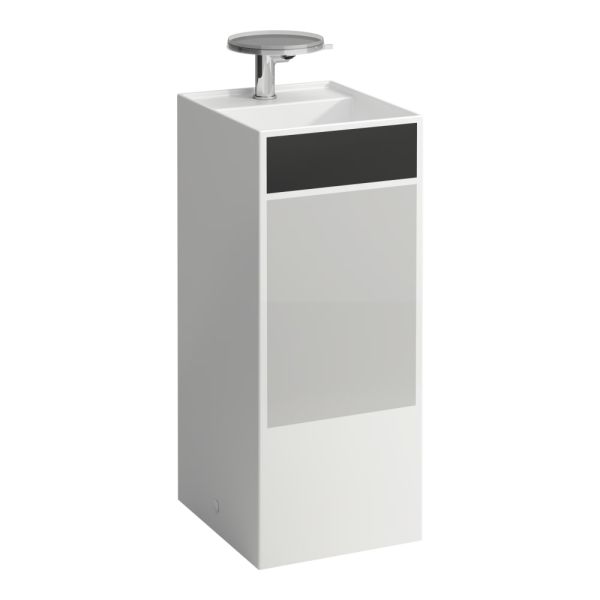 LAUFEN Kartell LAUFEN Voľne stojace umývadlo so skrytým odpadom s tromi otvormi pre batériu, bez prepadu, 375x435 mm, farba Povrch čierna a šedá, H811331D031581