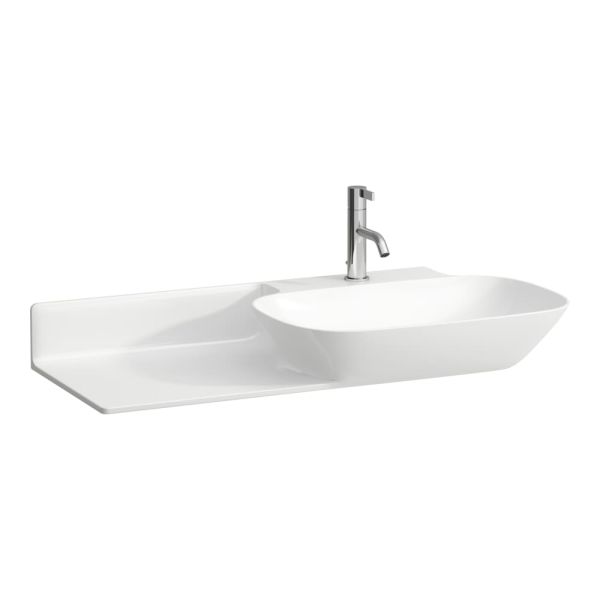 LAUFEN INO Umývadlo, odkladacia plocha vľavo bez otvrou pre batériu s prepadom, SaphirKeramik, 900x450 mm, farba Biela, H8133010001091