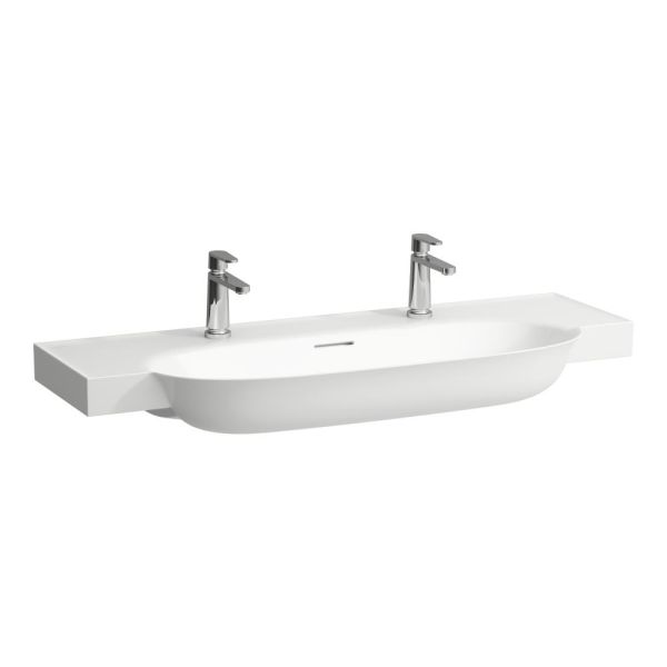 LAUFEN THE NEW CLASSIC Umývadlo do nábytku s dvoma otvormi pre dve batérie s prepadom, SaphirKeramik, 1200x480 mm, farba Biela LCC, H8138584001071