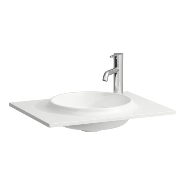 LAUFEN LANI Umývadlo do nábytku 'slim', materiál Marbond s armatúrovou doskou vpravo, s jedným otvorom pre batériu vpravo, bez prepadu, 577x445 mm, farba Biela, H8140730001141