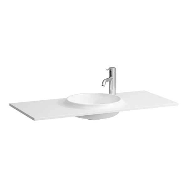 LAUFEN LANI Umývadlo do nábytku 'slim', materiál Marbond s armatúrovou doskou vpravo, s jedným otvorom pre batériu vpravo, bez prepadu, 977x445 mm, farba Biela, H8140750001141