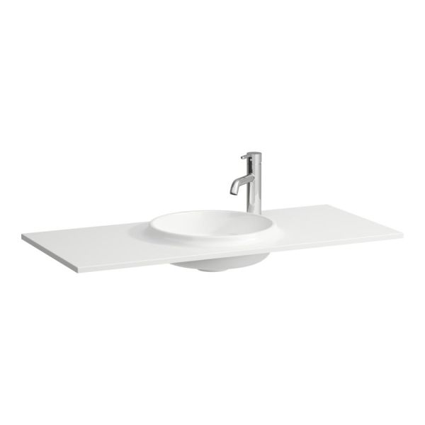 LAUFEN LANI Umývadlo do nábytku 'slim', materiál Marbond s armatúrovou doskou vpravo, s jedným otvorom pre batériu vpravo, bez prepadu, 977x445 mm, farba Biela matná, H8140757571141