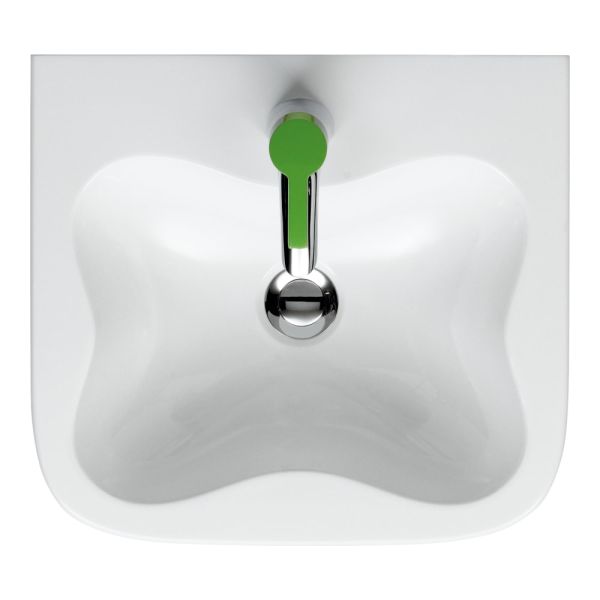 LAUFEN FLORAKIDS Umývadielko s jedným otvorom pre batériu uprostred s prepadom, 450x410 mm, farba Biela, H8150310001041