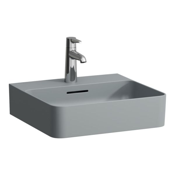 LAUFEN VAL Umývadielko bez otvoru pre batériu, bez prepadu, SaphirKeramik, 450x420 mm, farba Grafit mat, H8152817581121