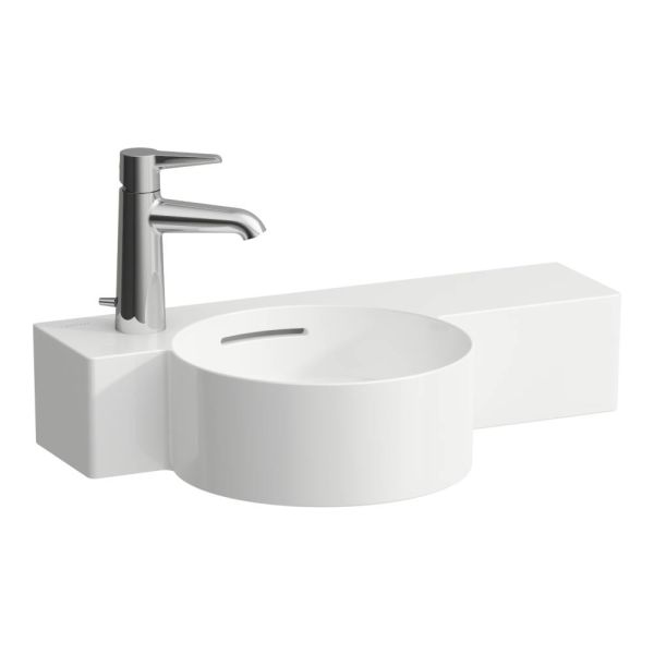 LAUFEN VAL Okrúhle umývadielko, s odkladacou plochou vpravo, 550x315 mm, Biela LCC Active A00, H815283A008111