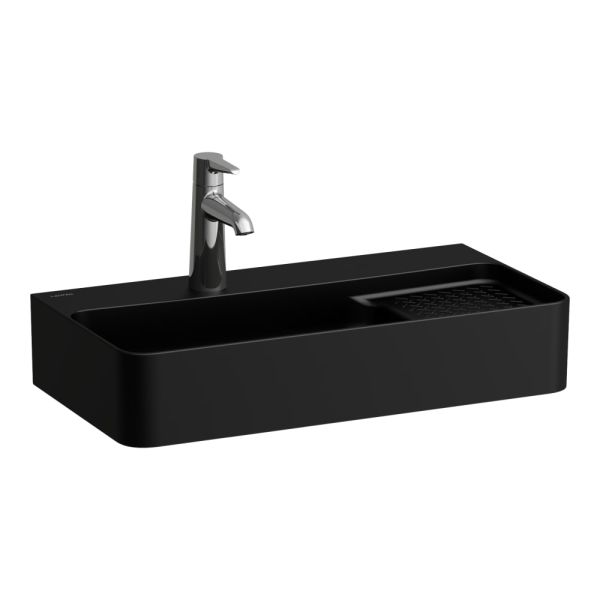 LAUFEN VAL Umývadielko s jedným otvorom pre batériu uprostred s prepadom, SaphirKeramik, 600x310 mm, farba Čierna matná, H8152857161041