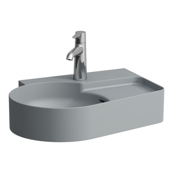 LAUFEN VAL Umývadielko s jedným otvorom pre batériu vpravo s prepadom, SaphirKeramik, 530x400 mm, farba Grafit mat, H8152887581061