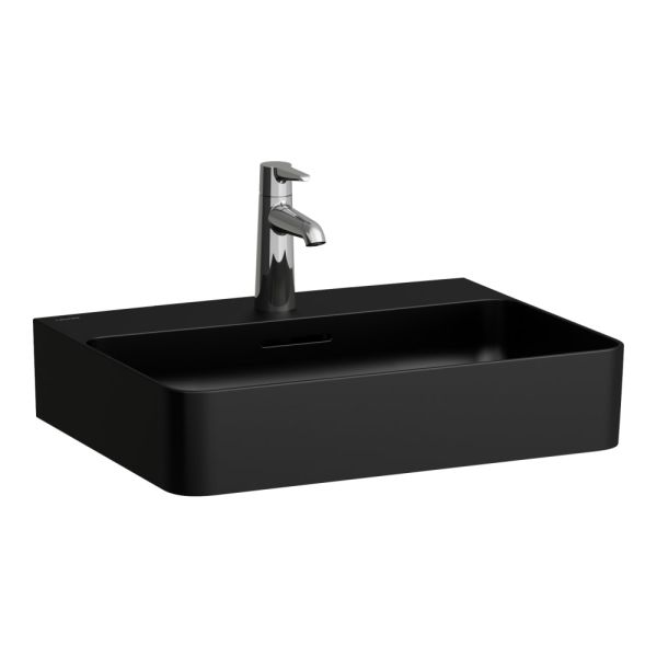 LAUFEN VAL Umývadlo, brúsená spodná hrana bez otvrou pre batériu s prepadom, SaphirKeramik, 550x420 mm, farba Čierna matná, H8162827161091