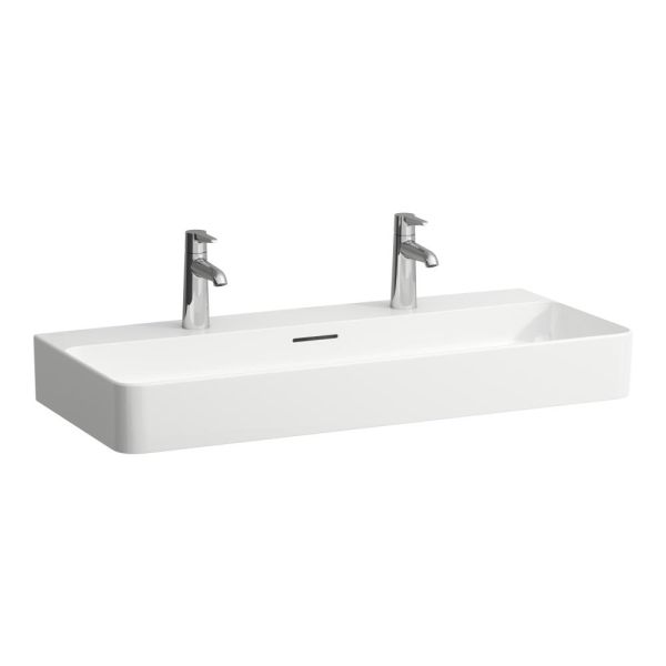 LAUFEN VAL Umývadlo, brúsená spodná hrana s tromi otvormi pre batériu s prepadom, SaphirKeramik, 750x420 mm, farba Biela LCC, H8162854001081