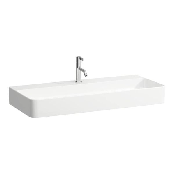 LAUFEN VAL Umývadlo, brúsená spodná hrana s jedným otvorom pre batériu, bez prepadu, SaphirKeramik, 950x420 mm, farba Biela LCC, H8162874001111