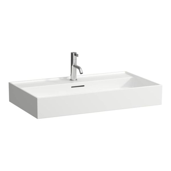 LAUFEN Kartell LAUFEN Umývadlo, brúsená spodná hrana s tromi otvormi pre batériu s prepadom, 800x460 mm, farba Biela, H8163360001081