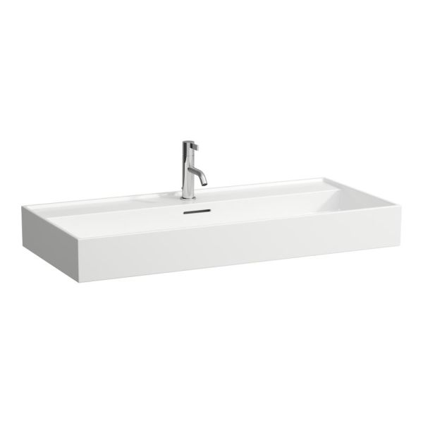 LAUFEN Kartell LAUFEN Umývadlo, brúsená spodná hrana s tromi otvormi pre batériu s prepadom, SaphirKeramik, 1000x460 mm, farba Biela LCC, H8163374001081
